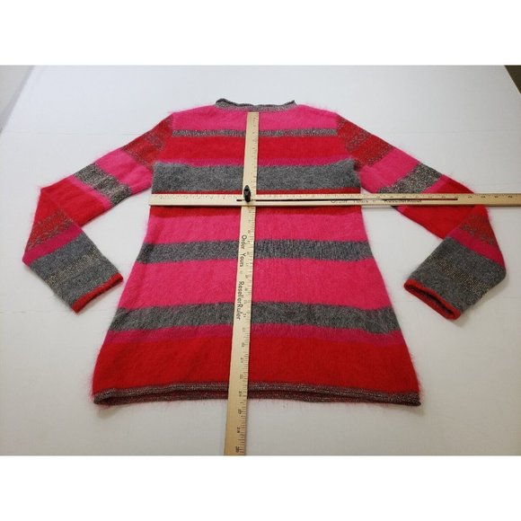 209 wst 38 Womens Sweater Long Sleeve Mock Neck 100% Cashmere Striped XS - Picture 8 of 10
